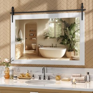 Handcrafted <b>Pine</b> Wood Coastal White <b>Mirror</b> Frame - 16x24 inch Wholesale - Product Image 2