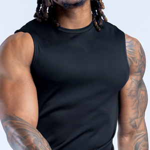 Custom Logo Black Bodybuilding <b>Men's</b> Tank <b>Top</b> Polyester Lightweight Stretch Fabric Gym & Running <b>Compression</b> Tank <b>Top</b> For <b>Men</b> - Product Image 6