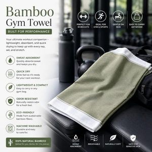 Serviette de bain en bambou à bordure épaisse, séchage rapide, légère, multi-usages - Product Image 4