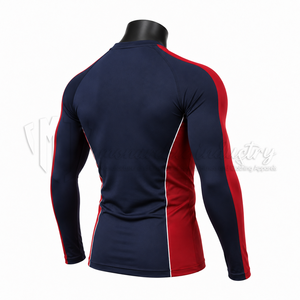 T-shirt de compression unisexe à manches longues, rouge, color-block, séchage rapide, respirant, écoresponsable, en Spandex/Polyester, pour le sport - Product Image 4