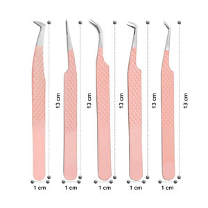 Lot de 5 pinces à épiler en acier inoxydable à pointe dentelée pour extensions de cils – Prise en main parfaite, conception durable, pour volume, isolation et cils classiques - Product Image 1