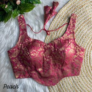 Blusa Banarasi de Tela Pesada con Bordado Floral y Detalles en Tricot, Sin Mangas, Corta, para Mujer, Ideal para Bodas y Fiestas - Product Image 2
