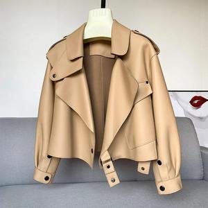 Veste de motard imperméable en cuir PU vert pour femme PIHA SPORTS, col rabattu, manches longues, manteau d'hiver pour moto, couleur unie - Product Image 3