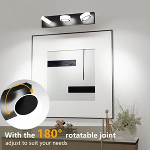 Lámpara de Vanidad LED de 21 Pulgadas, Redonda, Blanca, de Acrílico, con 3 Luces, para Baño, con Base Negra - Product Image 4