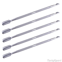Prix d'usine professionnel, outil de manucure et pédicure réutilisable, double tête, acier inoxydable, pousse-cuticules en métal, coffret personnalisé