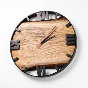 Horloge murale ronde en bois et résine époxy, mécanique, à piles, artisanale, décorative, pour salon, bureau - Product Image 3