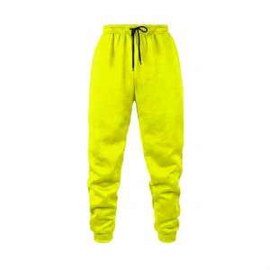 Pantalon de survêtement en molleton noir pour homme, taille élastique avec cordon de serrage, style décontracté - Product Image 3