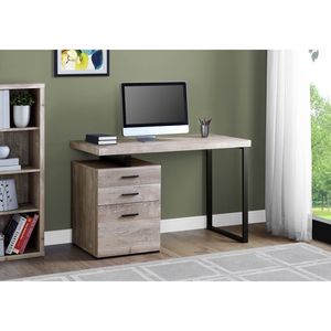 Scrivania per Computer Contemporanea 48''L in Laminato Beige con Struttura in Metallo Nero per Ufficio Domestico, Configurazione Sinistra e Destra, Cassetti Portaoggetti per Laptop - Product Image 5