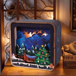 Puzzle 3D in Legno 'Buon Natale' per Adulti, Kit Modello con Luci Notturne, Decorazioni da Scrivania e Regali di Compleanno per Donne - Product Image 1