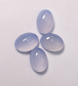 คาโบชองหินแคลเซโดนีสีน้ำเงินธรรมชาติ รูปไข่ ขนาด 11x9 มม. หินแคลเซโดนีสีน้ำเงินขนาดปรับเทียบแล้ว หินหลวมด้านหลังแบน สำหรับทำเครื่องประดับ - Product Image 4