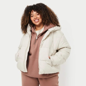 Women's Hooded <b>Quilted</b> Puffer Jacket Solid Color Standard <b>Winter</b> Wear Full Sleeve Zipper Closure Regular Length Eco-Friendly - Product Image 1