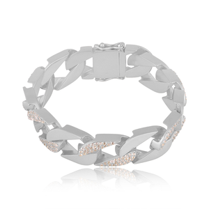 Brazaletes Clásicos de Plata de Ley con Topacio Blanco Natural, los Más Vendidos, para Mujer, con Engaste de Bisel, Regalo para Fiesta de Compromiso - Product Image 1