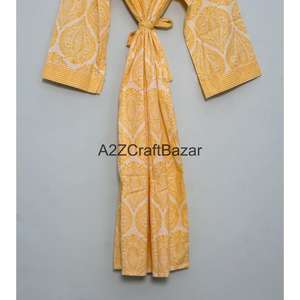 Bata Kimono de Algodón 100% para Mujer, Hecha a Mano, con Rayas Delanteras y Estampado Floral, Ligera y Suave, para Verano/Invierno - Product Image 6