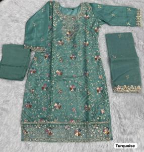 Readymade Pakistani Suit Organza Silk with Heavy Embroidery work And Sequence work Buy Direct From Supplier At Bulk - Product Image 4