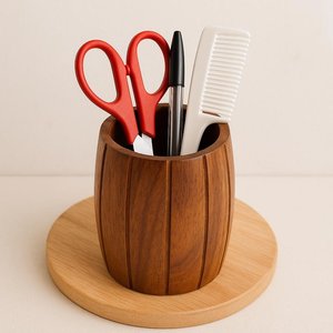 Natural Wood Pen Stand Desktop Stationery Storage <b>Holder</b> - Product Image 5