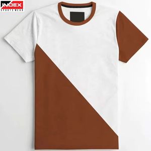 INDEX SPORTS WEAR Men's Short Sleeve O-Neck T-<b>Shirt</b> <b>Geometric</b> Color Blocked Design Breathable Knitted Polyester Casual Wear - Product Image 1