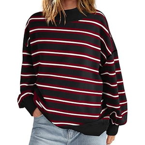 Women Mock Neck Sweatshirt Heavyweight Cotton Oversized Casual Wear - Product Image 1