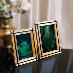 Handmade Mango Wood Photo Frame Set: Rustic Black Resin Inlay – Rustic Ridged Pattern Photo Frame <b>Table</b> top <b>Wall</b> <b>Mount</b> For Home - Product Image 1