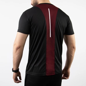 Camiseta de Hombre, Cuello Redondo, Manga Corta, Color Negro, Rojo y Blanco, de Secado Rápido, Transpirable, Casual, Corte Regular, Tejido de Punto, 100% Algodón - Product Image 3