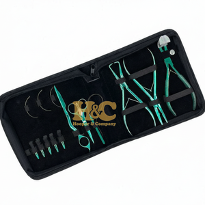 Herramienta Profesional para Extensiones de Cabello HOOPER COMPANY TM-HAC-HEK-HA11-072 de Acero Inoxidable, Color Verde, con Pinzas y Cinta Adhesiva, Logotipo Gratuito - Product Image 1