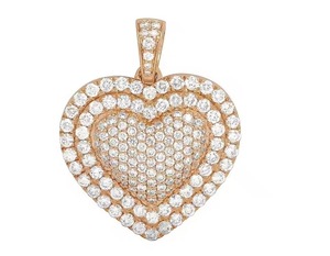Colgante de Corazón con Piedras de Moissanita, Chapado en Oro Rosa, Estilo Romántico, Joyería para Mujer, Colgante de Regalo, Colgante Personalizado de Dos Tonos - Product Image 1
