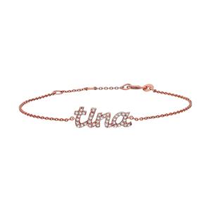 Pulsera con Nombre de Diamantes Personalizada, Oro de 14K, Joyería Minimalista Personalizada, Regalo para Mujer, Cumpleaños, Especial, Certificado IGI - Product Image 3