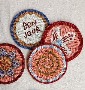 Boho Seed Beaded <b>Drink</b> <b>Coasters</b> Embroidered Luxury Table Protection Mats <b>For</b> Dining & Coffee Tables Dining Rooms And Bars - Product Image 6
