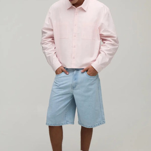 Chemise décontractée rose pour homme, manches longues, col rabattu, coupe classique, 100 % coton, couleur unie, boutonnée, collection printemps – Grande Vente - Product Image 3
