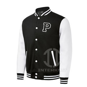 Vestes universitaires vierges en gros avec manches en cuir, logo chenille personnalisé, manteaux en laine pour hommes, vestes de baseball universitaires - Product Image 1