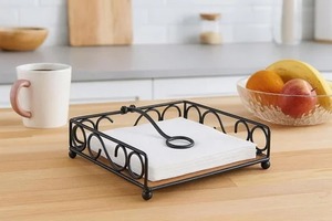 Black Classic Eco-Friendly Metal <b>Square</b> Napkin Holder Ring Stand Tissue Rack for <b>Kitchen</b> Dining <b>Table</b> - Product Image 2