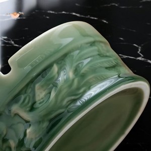 Cenicero de Cerámica de Calidad Garantizada con Diseño de Dragón, Estilo Chino Tradicional, Esmalte Verde, Decoración de Escritorio para el Hogar - Product Image 2
