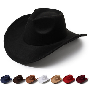 Chapeau de cowboy occidental pas cher en gros, chapeau borsalino vintage à bord incurvé et dessus rond - Product Image 1