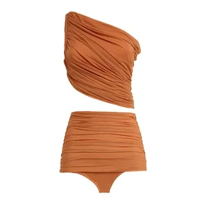 Women's One-Piece Orange Bikini Set with High Waist Bottom Tiger Print <b>Cover</b>-<b>Up</b> Breathable <b>Swimwear</b> - Product Image 5