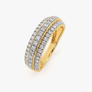 Yellow Gold Triple Row Lab Grown Diamond Wedding Band - Product Image 3