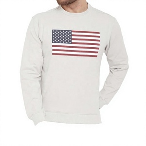 Sudadera de Cuello Redondo para Hombre, Estampado de Bandera Americana, 100% Algodón, Corte Regular, Informal, para Otoño - Product Image 3