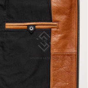 Veste en cuir d'hiver pour homme, marque privée, en cuir de vache, logo sur le devant, respirante, écologique, vêtements de course décontractés - Product Image 5