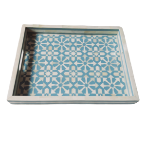 Bandeja Roja Antigua con Incrustaciones de Hueso, Bandeja Elegante Hecha a Mano por Diseñadores para Centro de Mesa, Servicio y Organización del Hogar, Venta al por Mayor desde India - Product Image 4