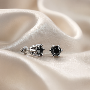 Boucles d'oreilles solitaires de luxe en diamant noir 1,00 TCW, or 14 carats |   Bijoux fins pour femmes, coupe ronde élégante, cadeau pour les occasions spéciales - Product Image 2