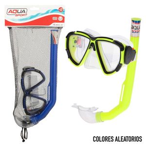 Maschera e boccaglio Aqua Sport per bambini, antiappannamento, attrezzatura subacquea estiva, 8-13 anni, con borsa in rete - Product Image 1