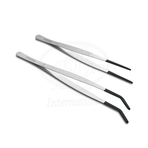 2 pinces à nourrir les reptiles en acier inoxydable, courbées et droites, avec pointe recouverte de PVC, 9,8 et 11,8 pouces, à prise dentelée, pour reptiles - Product Image 2