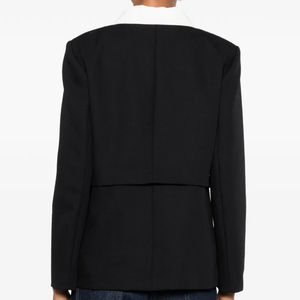 Ensemble Blazer Streetwear Noir et Blanc Contraste de Couleurs OEM pour Femmes et Hommes, Tenue de Sororité, Vente en Gros, Fabrication Personnalisée de Vêtements Tendance - Product Image 4