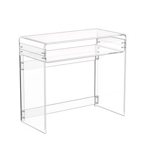 Tavolino Moderno Rettangolare in Acrilico a 2 Ripiani, Scaffale Trasparente Spesso, Comodino Trasparente per Soggiorno - Product Image 1