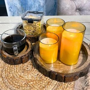 Plateau de service rond en bois massif, plateau alimentaire rustique, planche de présentation pour desserts, pain et viande, pour la cuisine et les fêtes - Product Image 2