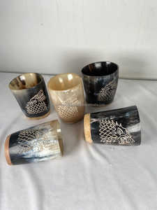 Personnalisé exquis Vintage ours boire Koi tasse fabriqués à la main en corne naturelle courte Antique sculpté Animal Style parfait affaires - Product Image 5