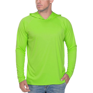 T-shirt à capuche à manches longues pour homme, noir, coupe ajustée, séchage rapide, tricoté en polyester, décontracté, couleur unie - Product Image 4