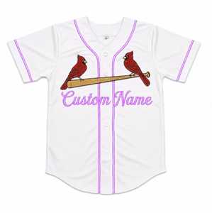 Maillot de baseball personnalisé, blanc avec bordure lavande, respirant, séchage rapide, vêtements de sport athlétiques, nom et numéro d'équipe personnalisés - Product Image 1