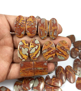 Paire de cabochons en jaspe Noreena naturel de haute qualité, taille libre, pierre précieuse en quartz pour la fabrication de bijoux - Product Image 2