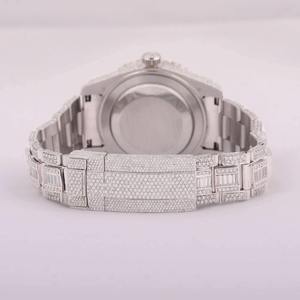 Montre de sport de luxe pour homme 41 mm, cadran glacé, gros diamants Moissanite, logo personnalisé, boîtier en acier inoxydable, mouvement à quartz, collection Hip Hop - Product Image 4