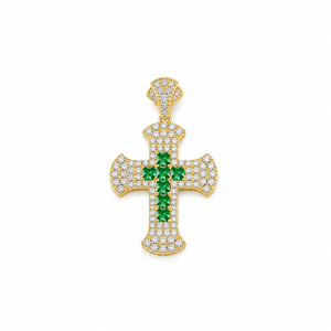 Pendentif croix plaqué or jaune 18 carats avec pavé de moissanite et diamants ronds taille brillant - Product Image 4
