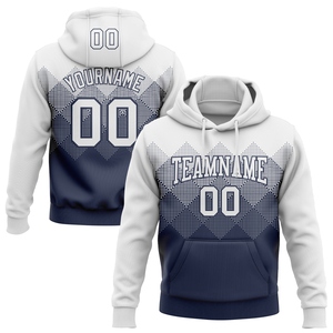 Sweat-shirt à capuche sportif de forme carrée, blanc et bleu marine, avec dégradé 3D, nouveau design, sur mesure, vente en gros directe pour l'industrie - Product Image 1